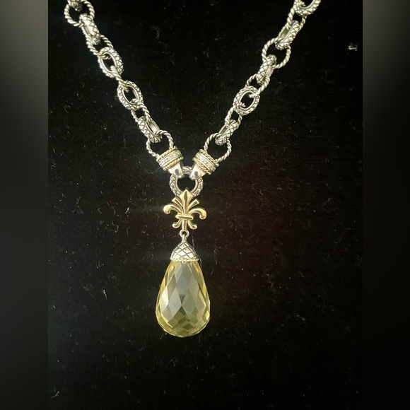 ANDREA CANDELA ‘Ibiza’ Lemon Citrine Necklace SS/18K/Diamonds - Picture 2 of 10